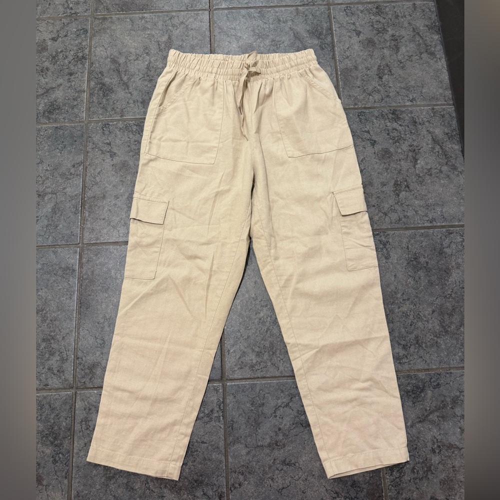 Ci Sono Women’s Beige Linen-blend Cargo Pants